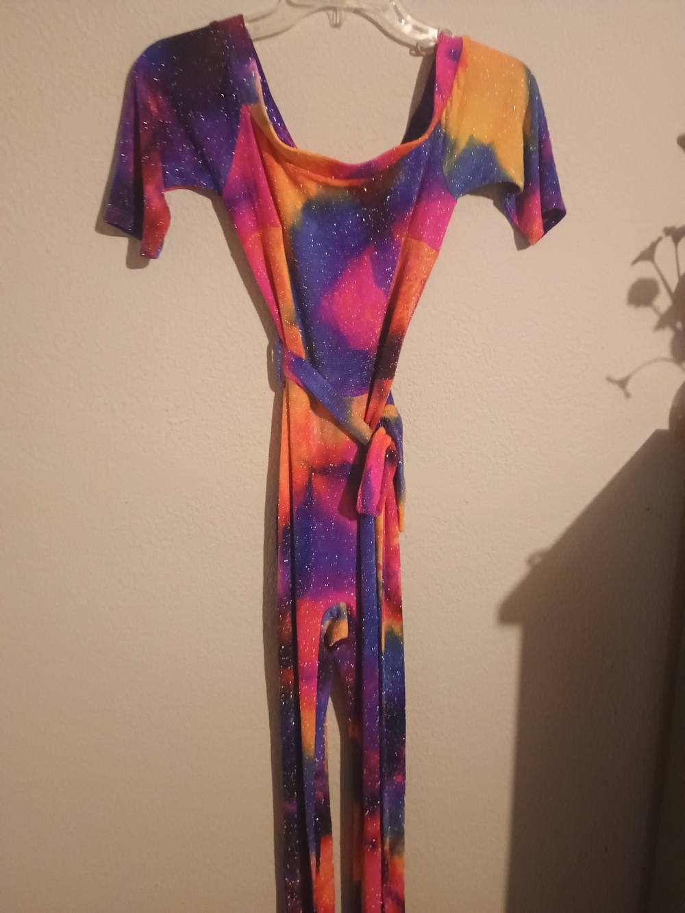 Colorful Galaxy Print Jumpsuit - Vibrant Pink, Purple & Orange